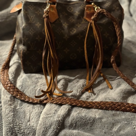 Handmade braided leather fringe vintage speedy 30 with lock no key - Picture 5 of 8